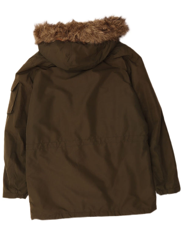 Jack & Jones Herre Hooded Parka Jacket UK 38 Medium Khaki