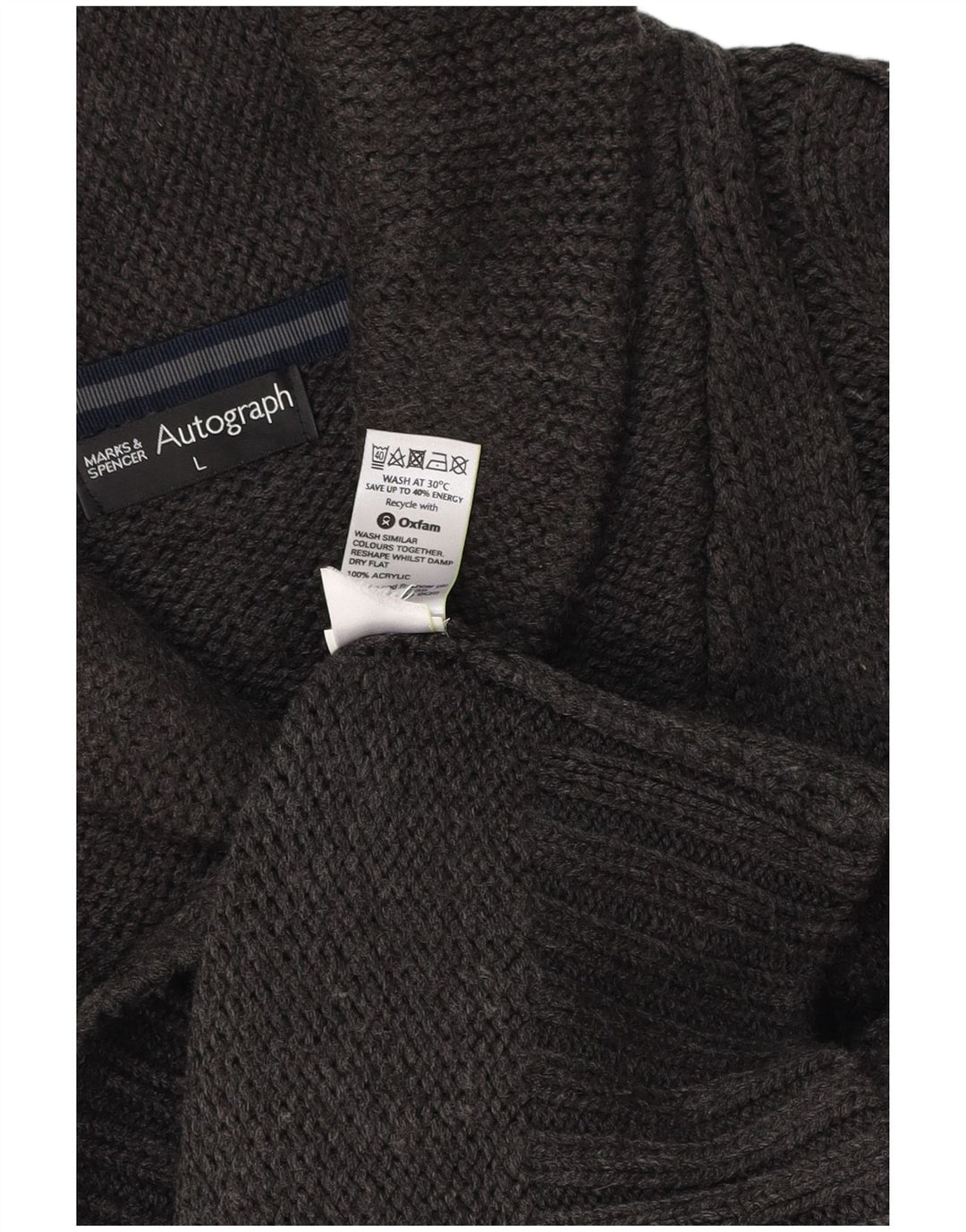 MARKS & SPENCER Herre Autograph Shawl Neck Jumper Sweater Large Grå