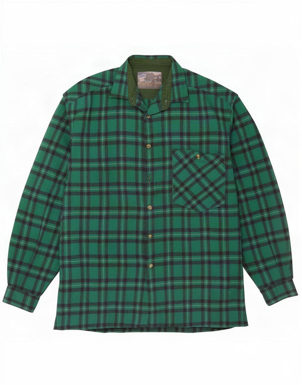 Marlboro Classics Flannelskjorte til mænd Large Green Plaid