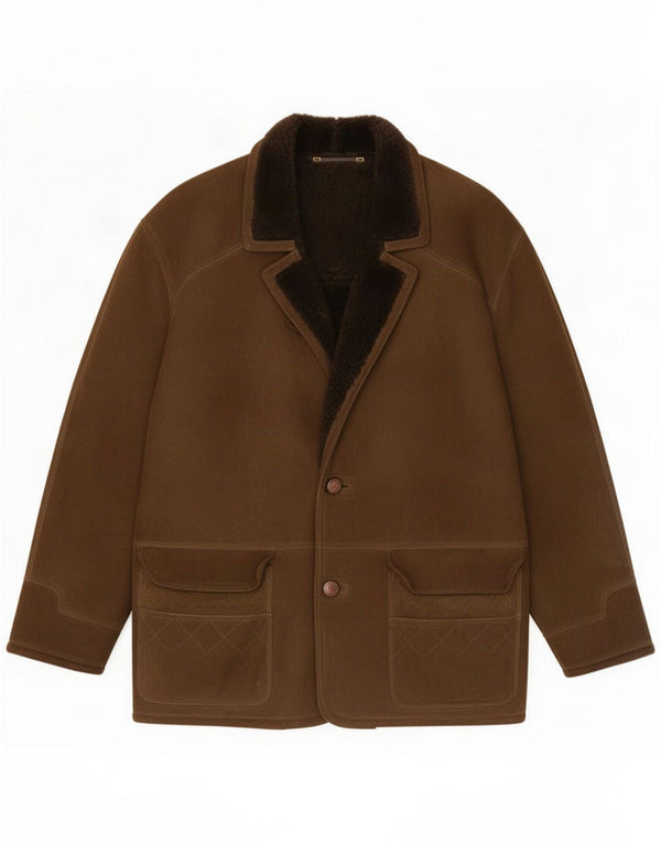 Vintage Herre Shearling Jacket IT 52 XL Khaki