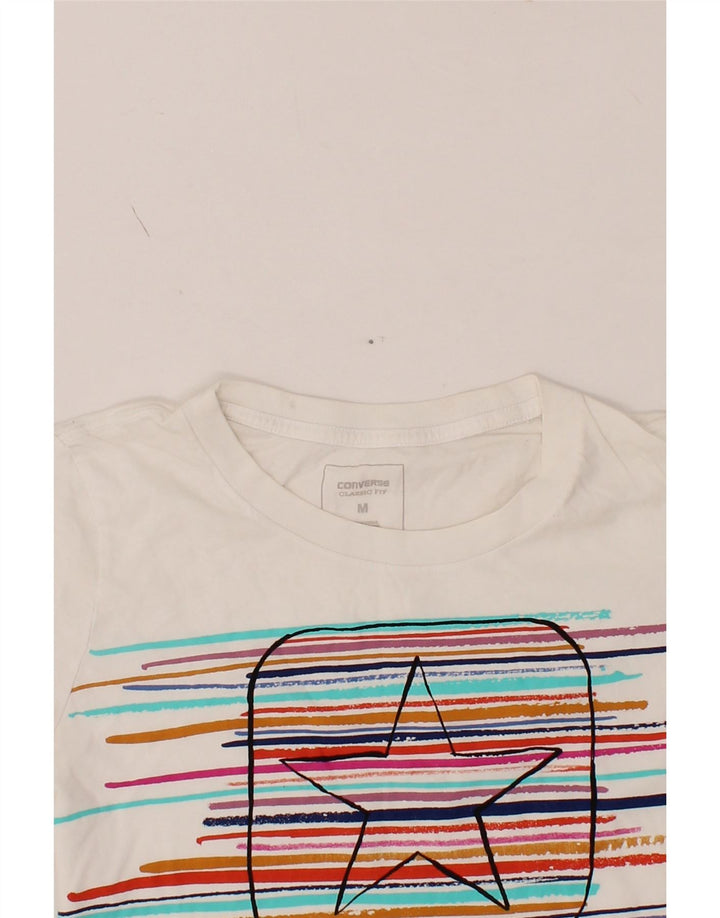 CONVERSE Womens Classic Fit Graphic T-Shirt Top UK 12 Medium White Cotton Vintage Converse and Second-Hand Converse from Messina Hembry 
