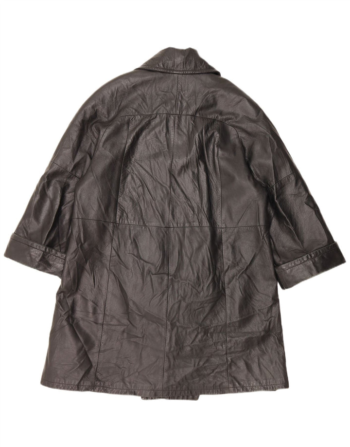 VINTAGE Læderfrakke til kvinder IT 48 XL Sort