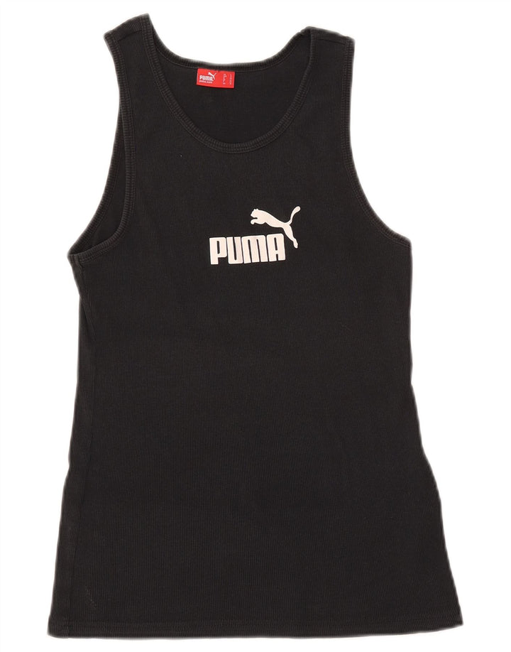 Puma Kvinder Grafisk Vest Top UK 14 Stor Sort Bomuld