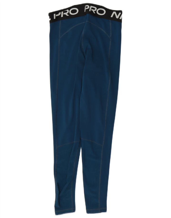 Nike Dame Dri Fit Grafiske Leggings UK 10 Small Blue Colourblock Polyester