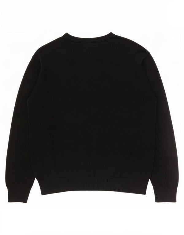 Tommy Hilfiger Mens V-Neck Jumper Sweater Large Black Cotton