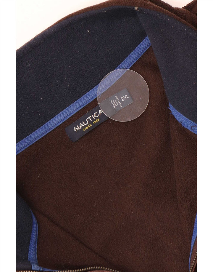 Nautica Herre grafisk lynlås hals Fleece Jumper 2XL brun polyester