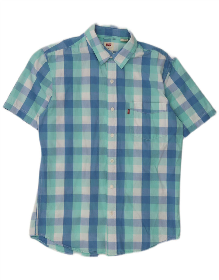 Levi's Standard kortærmet skjorte til mænd, lille blå Gingham bomuld