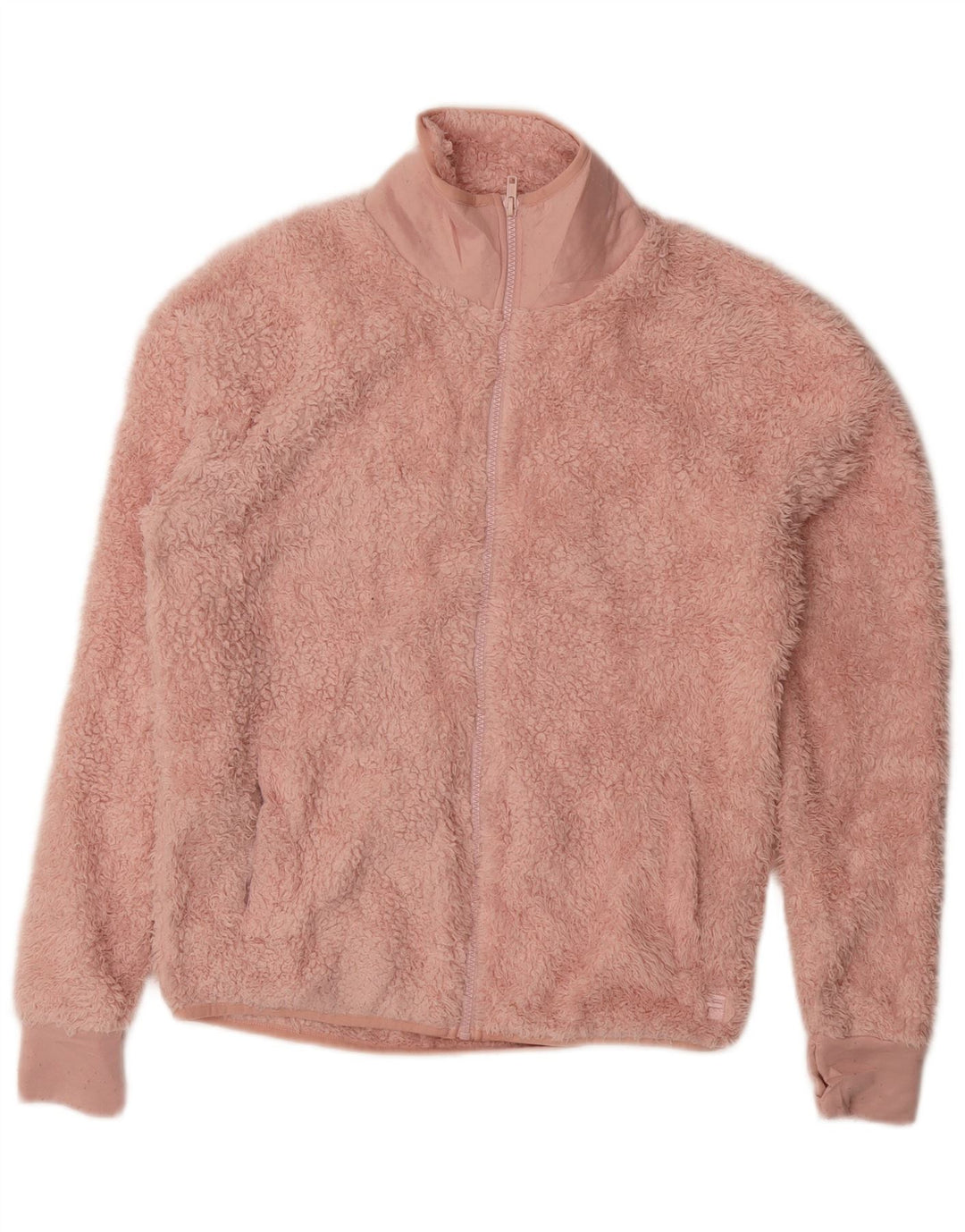 FILA Womens Oversized Fleece Jacket UK 10 Small Pink Polyester