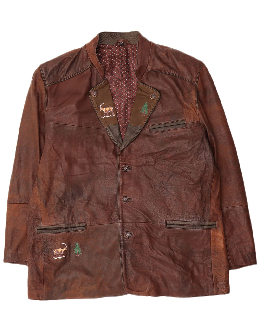 Vintage herre læderjakke UK 44 2XL Brown Tie Dye læder