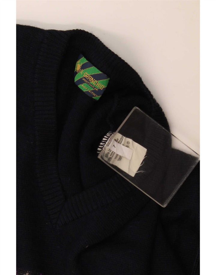 Il Granchio Herre V-hals sweater Medium Navy Blue Argyle/Diamond Wool