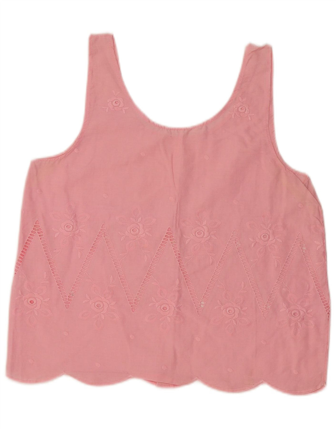 Vintage kvinders ærmeløs bluse Top UK 16 Large Pink Floral