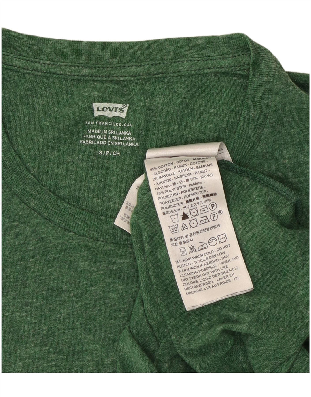 Levi's herre T-shirt top lille grøn flækket bomuld