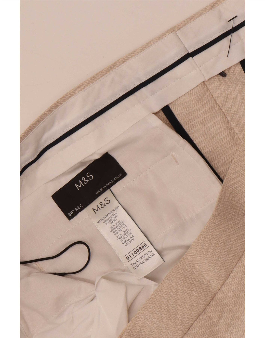 Marks & Spencer Herre Tapered Chino Bukser W36 L30 Beige Polyester
