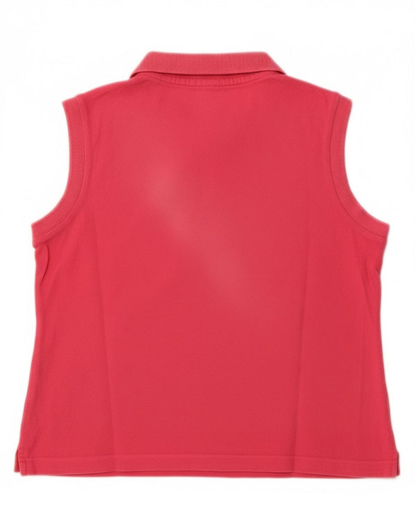 Diadora Womens Crop Sleeveless Polo Shirt IT 42 Medium Pink Cotton