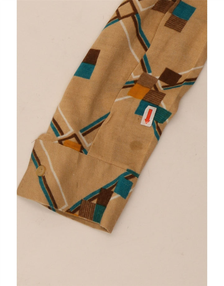 VINTAGE Dameskjorte UK 12 Medium Beige Geometrisk