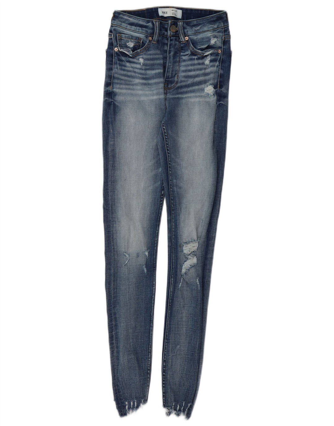 BKE Dame Billie Distressed Slim Fit Skinny Jeans W23 L29 Blå Bomuld