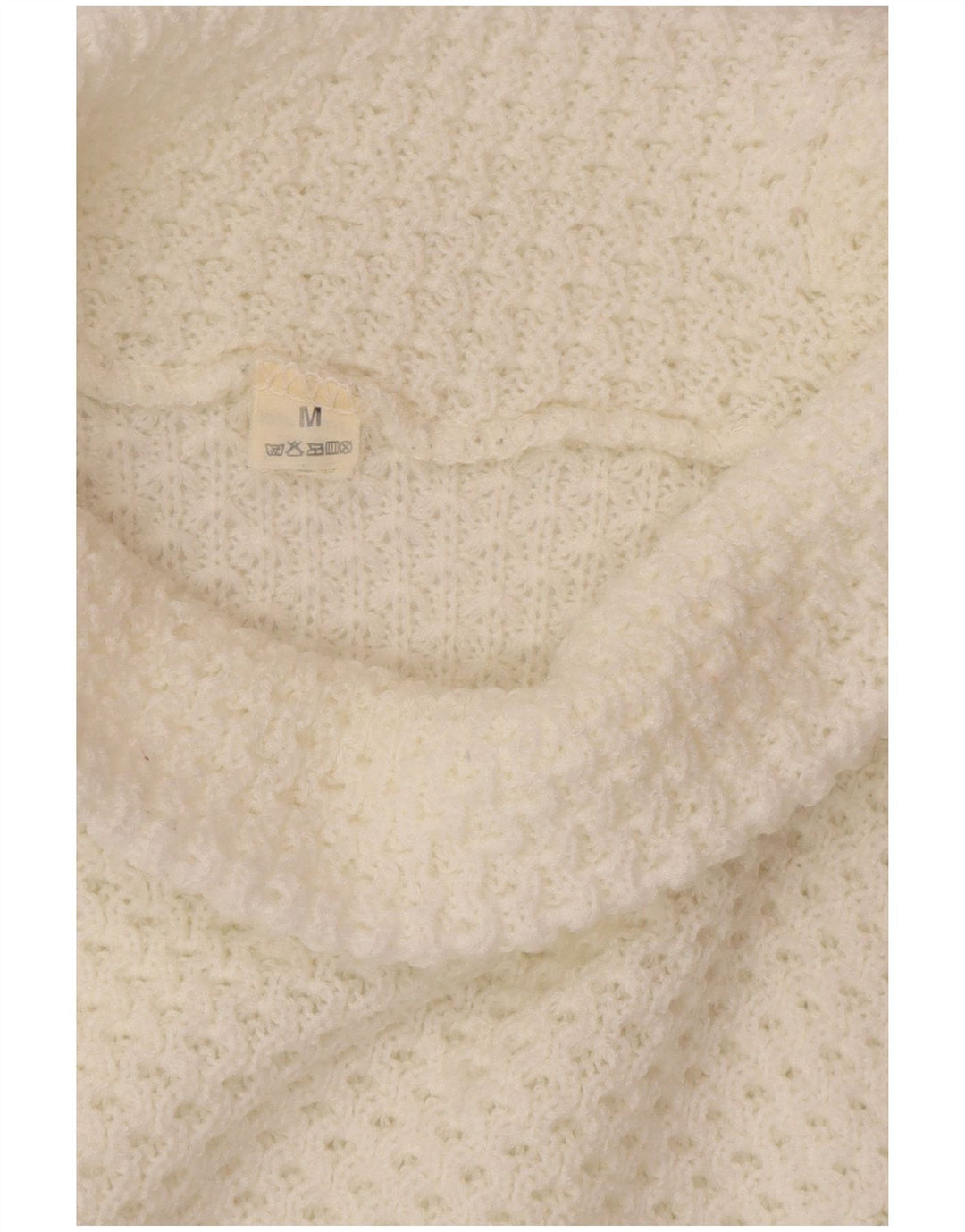 VINTAGE Dame oversized rullehals sweater UK 14 Medium White