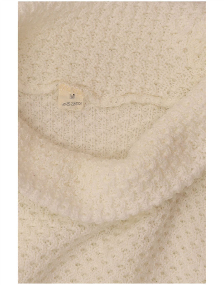 VINTAGE Dame oversized rullehals sweater UK 14 Medium White