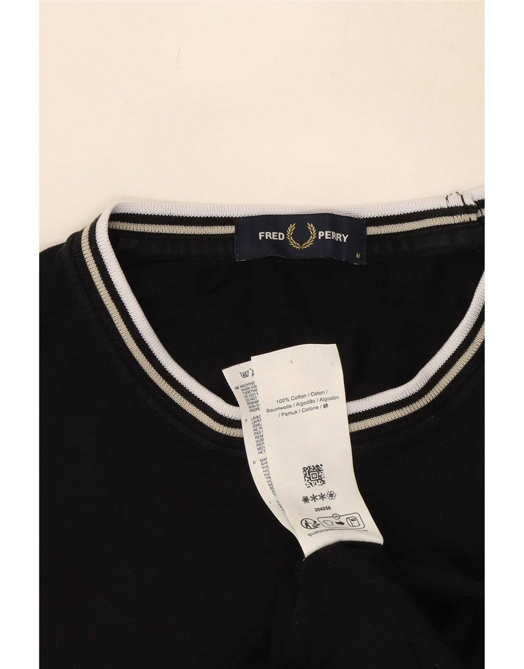 Fred Perry Herre T-shirt Top Medium Sort Bomuld