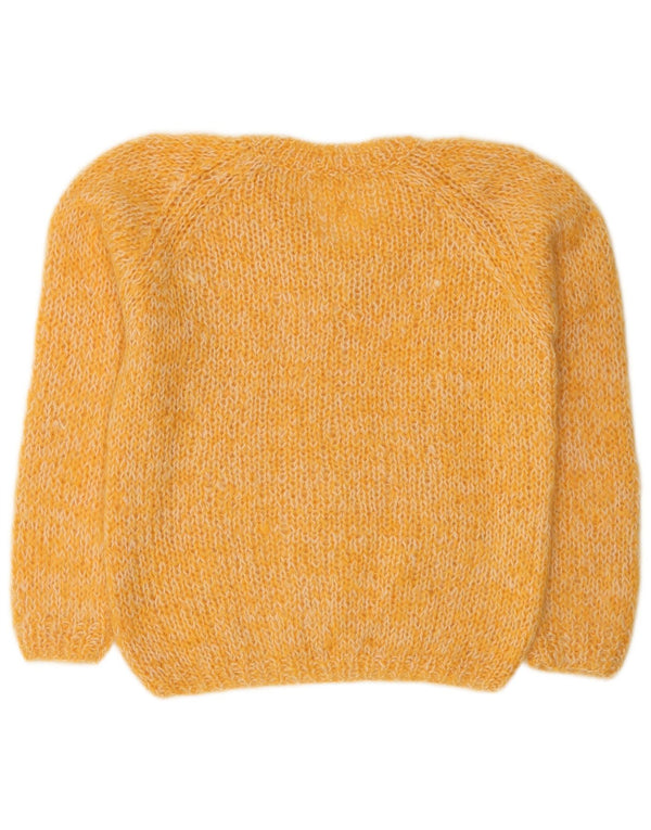 Vintage Dame V-hals sweater UK 14 Medium Gul