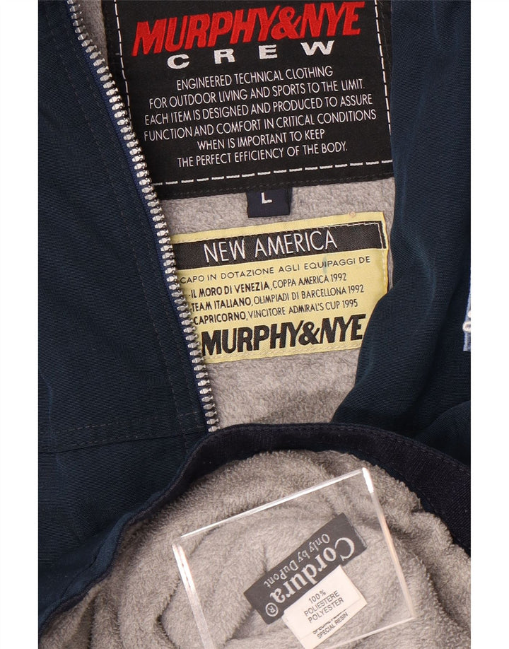 MURPHY & NYE Grafisk bomberjakke til mænd UK 40 Stor marineblå polyester