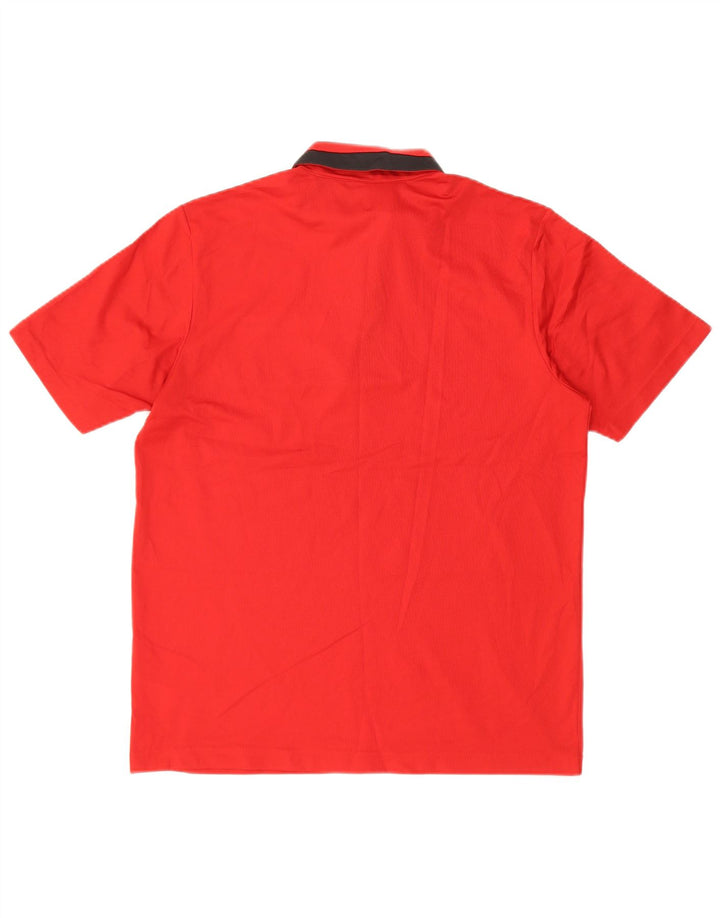 ADIDAS Mens Climalite Graphic Polo Shirt Large Red Colourblock Polyester