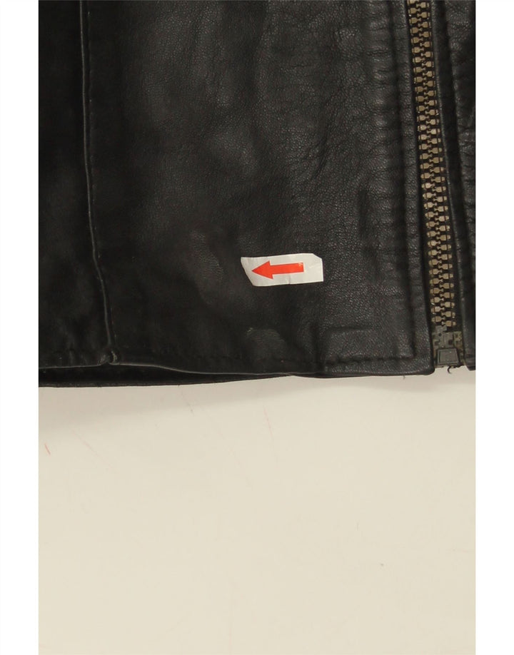 Vintage Dame Læder Gilet UK 10 Small Black