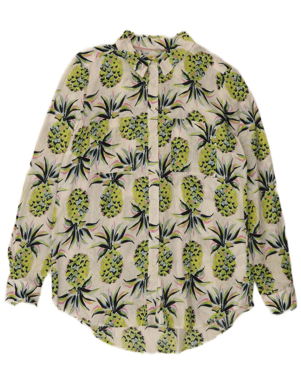 BODEN Dame Oversized Longline abstrakt mønster skjorte UK 8 Small Green