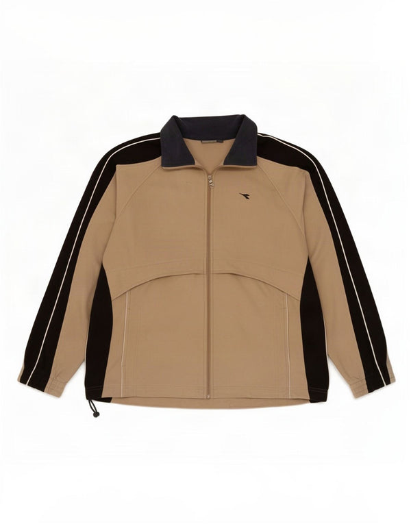 Diadora Mens Tracksuit Top Jacket UK 42 Large Beige Colourblock Polyester