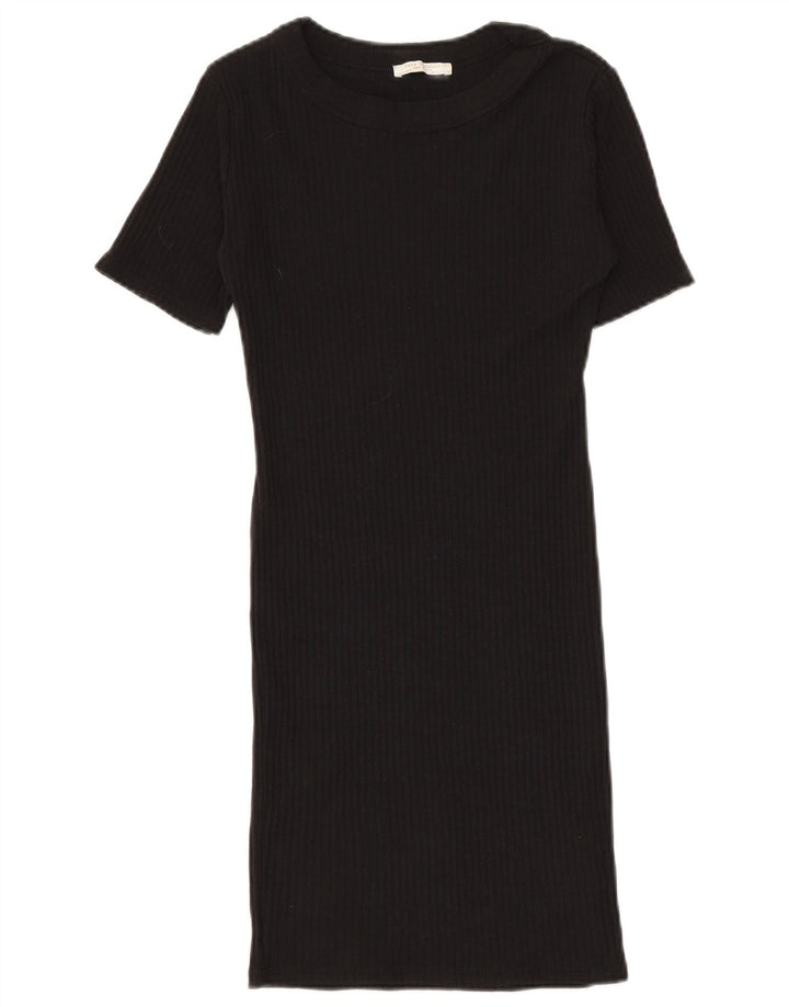 Zara Womens Bodycon Dress UK 8 Small Black Bomuld