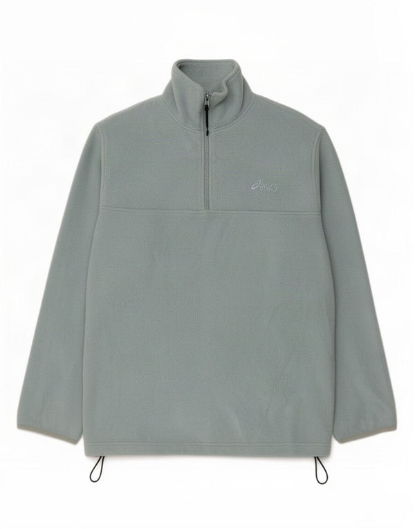 Asics Mens Zip Neck Fleece Jumper Medium Blue Polyester