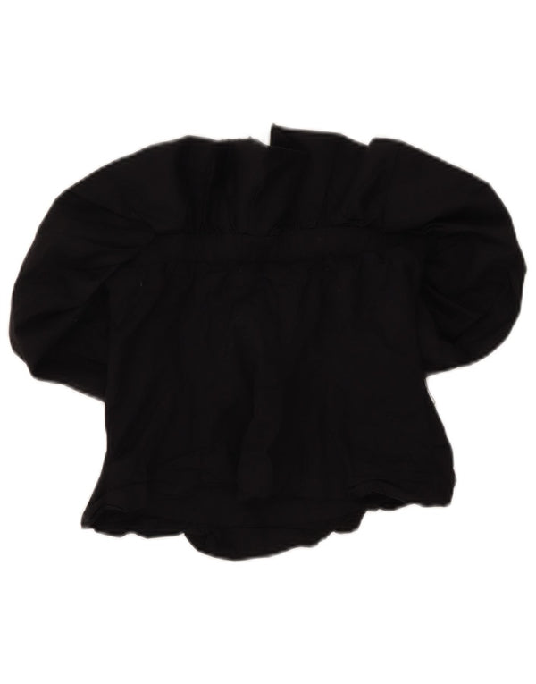 Zara Womens Crop Off Shoulder Top UK 10 Small Black