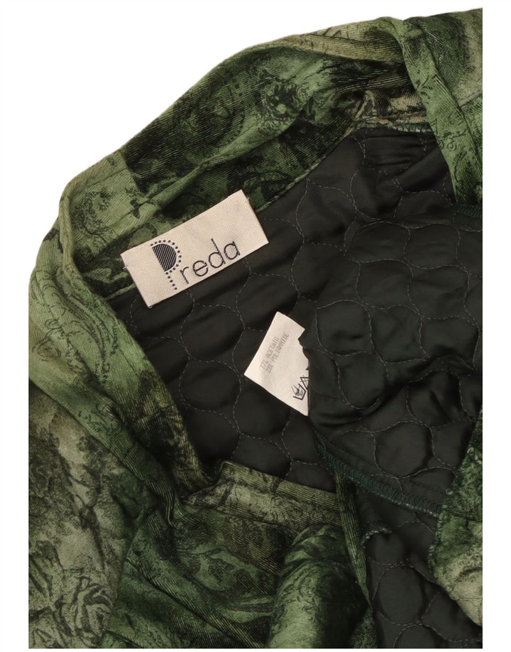 Vintage dame 3-knaps quiltet blazerjakke UK 16 Large Green Floral