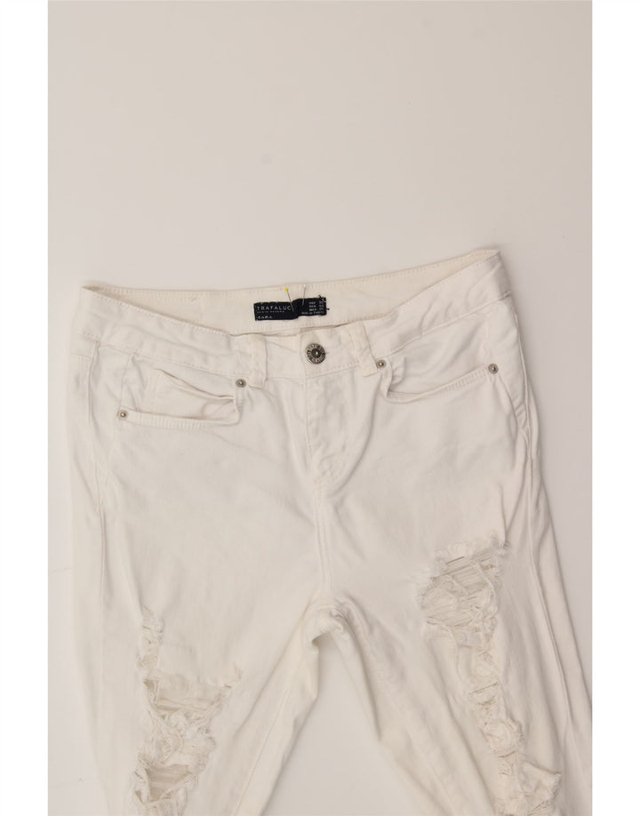 ZARA Womens Distressed Skinny Jeans W26 L29 White Cotton Vintage Zara and Second-Hand Zara from Messina Hembry 