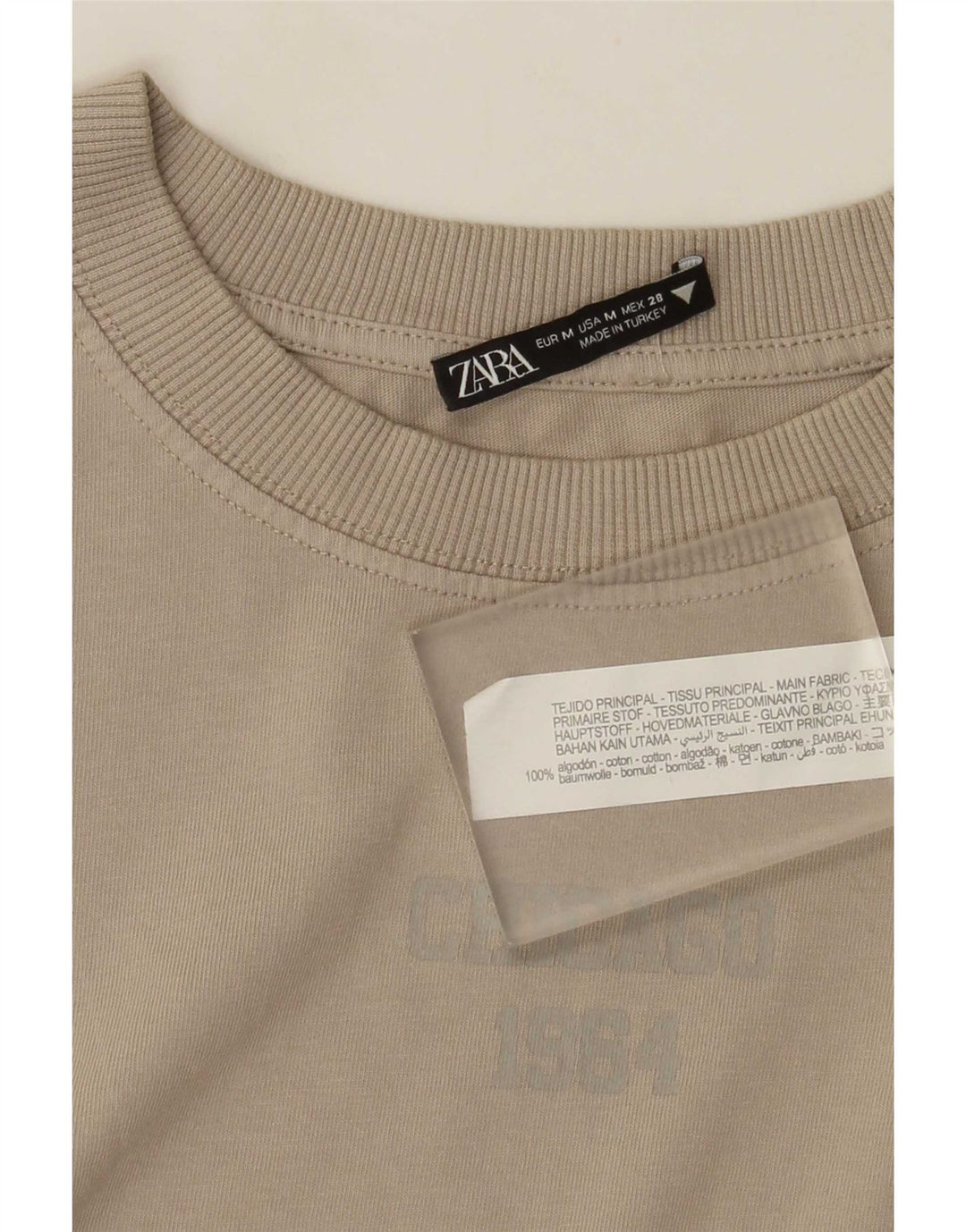 Zara Dame Oversized Top Langærmet Medium Beige Bomuld