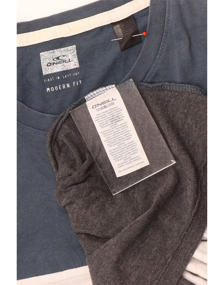 O'Neill Herre Modern Fit T-Shirt Top Lille Blå Colourblock Bomuld