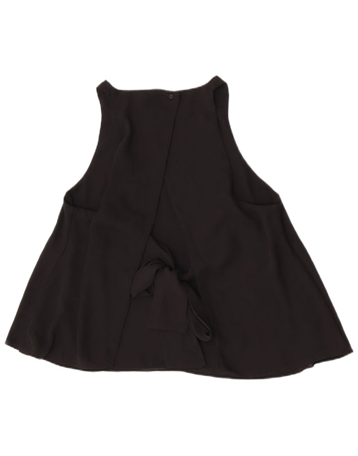 Zara Dame ærmeløs bluse Top UK 14 Large Black