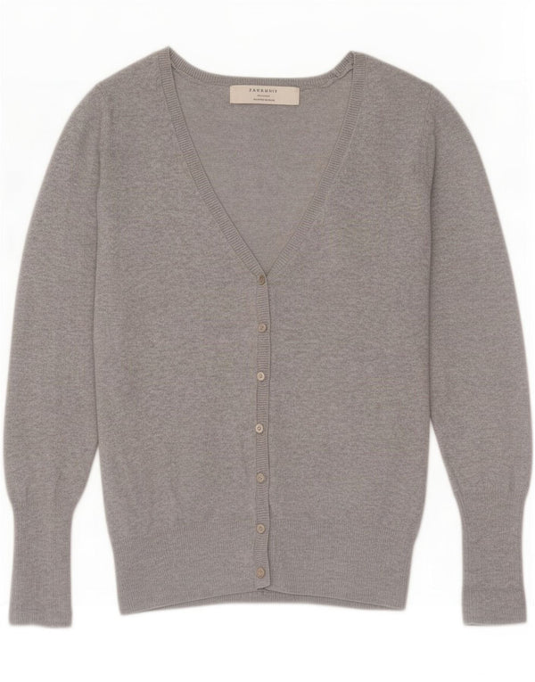 Zara Dame Cardigan Sweater UK 12 Medium Grey Bomuld
