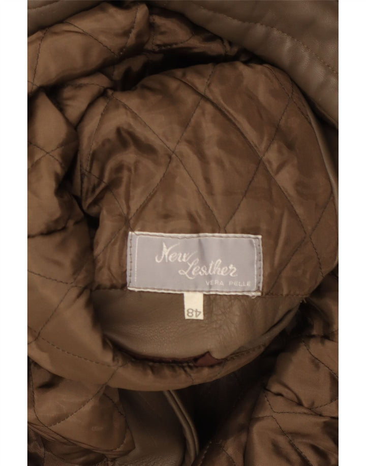 VINTAGE Læderjakke til mænd IT 48 Medium Brun Læder