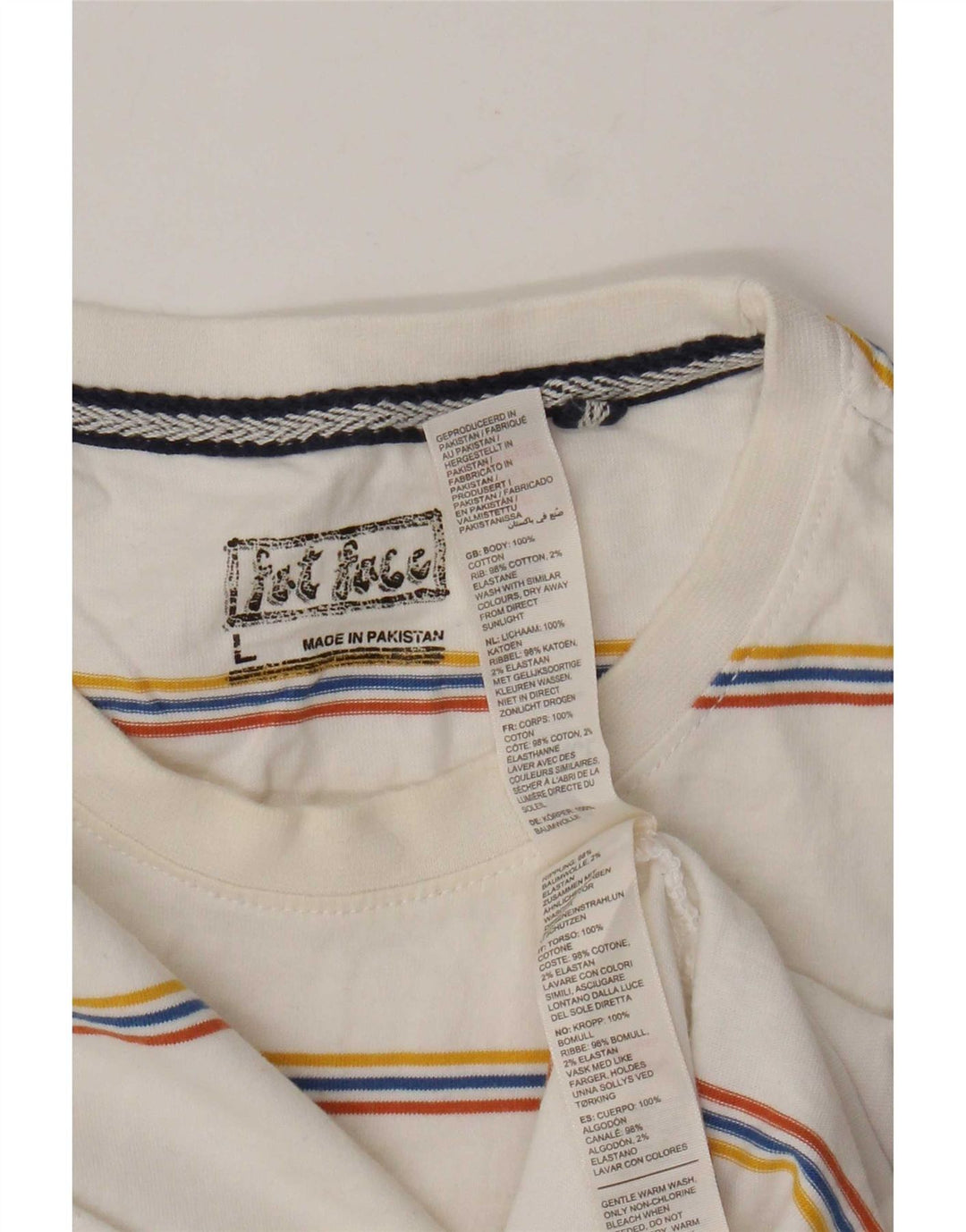 Fat Face Herre T-Shirt Top Stor hvid stribet bomuld
