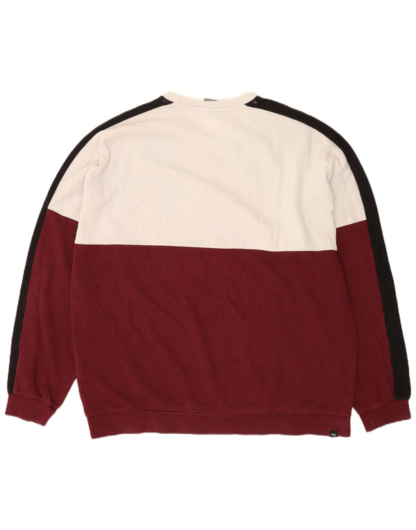 Puma Herre Sweatshirt Jumper 2XL Bourgogne Colourblock Bomuld