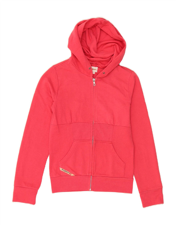 DIESEL Womens Zip Hoodie Sweater UK 10 Small Pink Polyester Vintage Diesel and Second-Hand Diesel from Messina Hembry 
