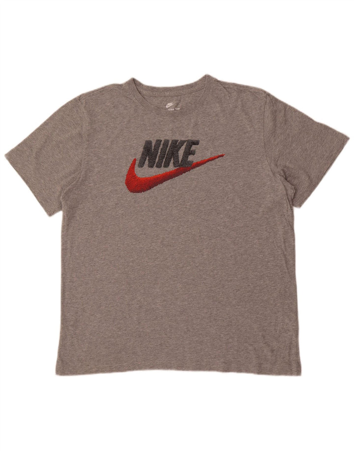 Nike grafisk T-shirt top til mænd, stor grå flækket bomuld