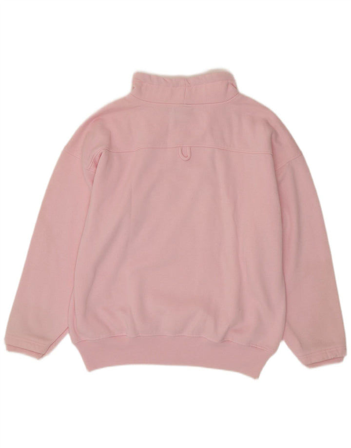 Vintage Dame Oversized Zip Neck Sweatshirt Jumper UK 16 Large Pink