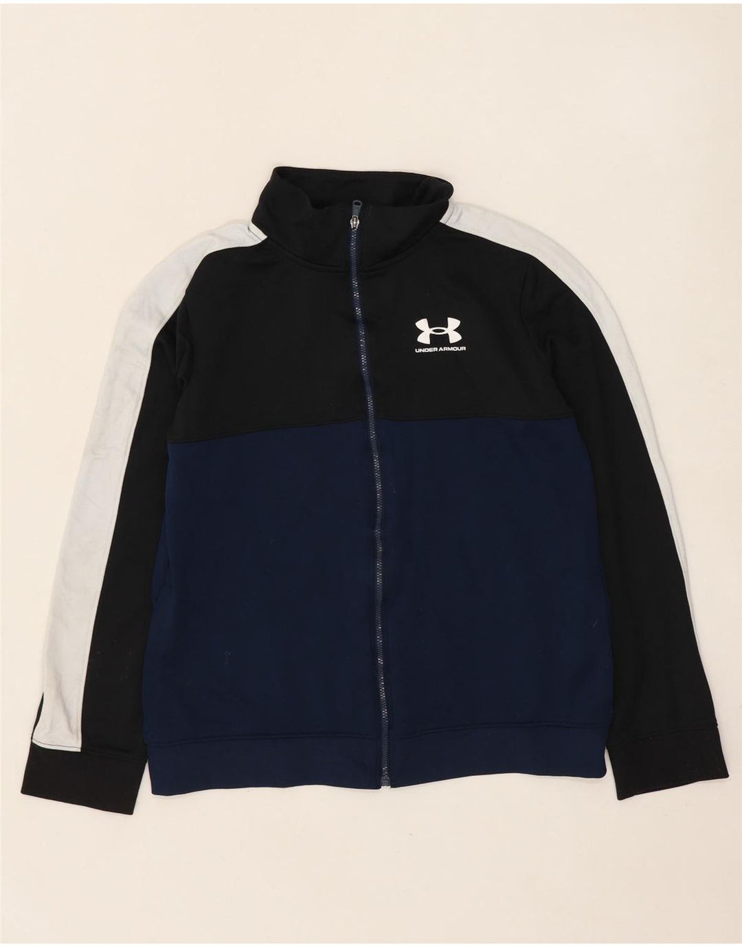 Under Armour Boys træningsdragt topjakke 13-14 år XL Navy Blue Colourblock