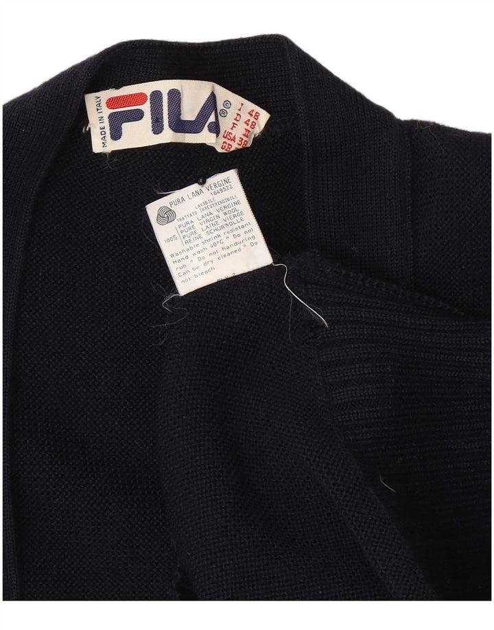 Fila Herre Cardigan Sweater IT 48 Medium Marineblå Uld