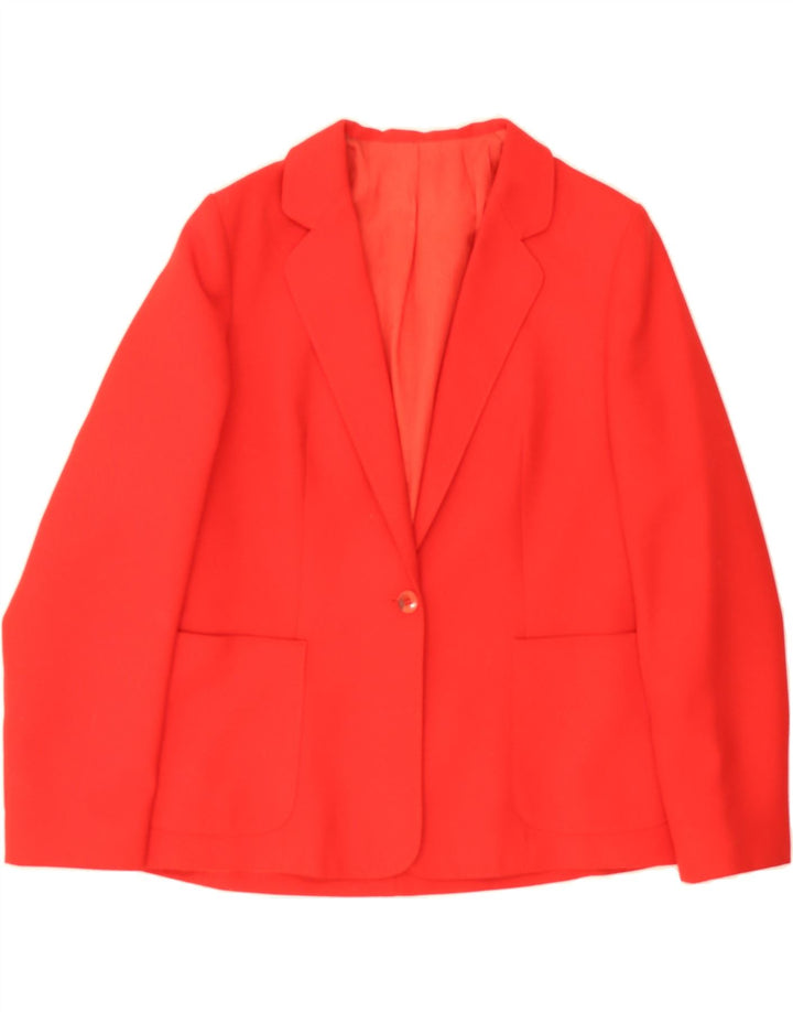 VINTAGE Womens 1 Button Blazer Jacket UK 18 XL  Red Polyester Vintage Vintage and Second-Hand Vintage from Messina Hembry 