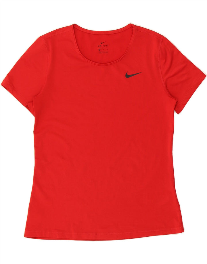NIKE Womens Dri Fit T-Shirt Top UK 12 Medium Red Polyester Vintage Nike and Second-Hand Nike from Messina Hembry 