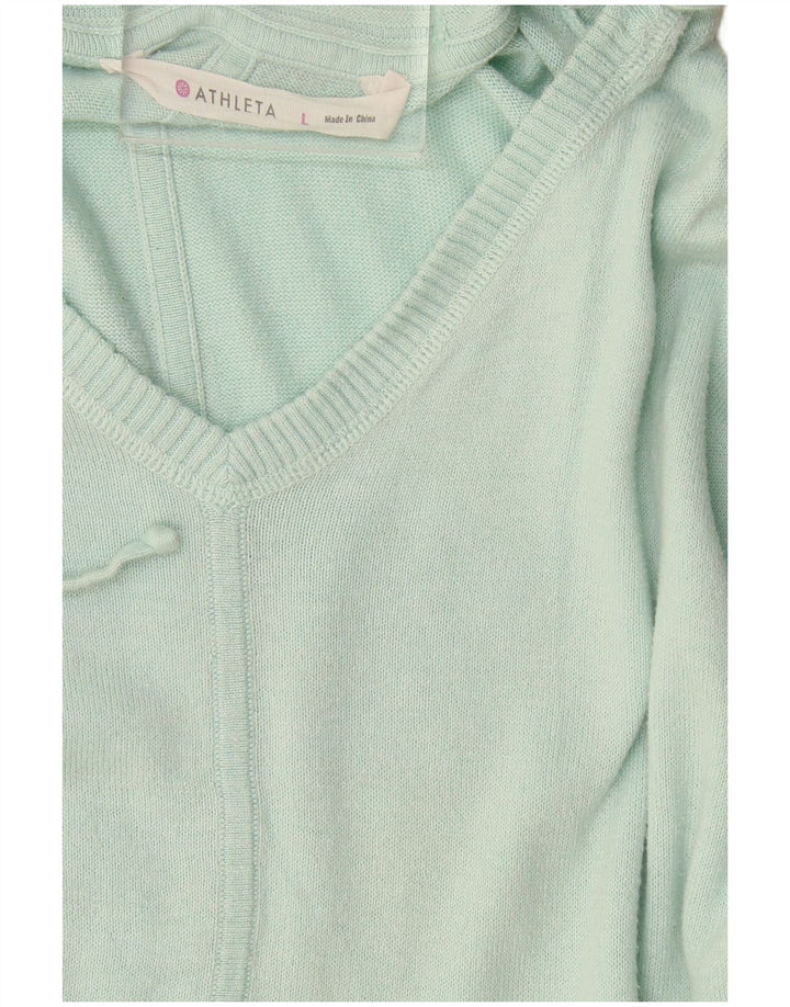 Athleta Dame hættetrøje oversize sweater UK 16 Stor turkis