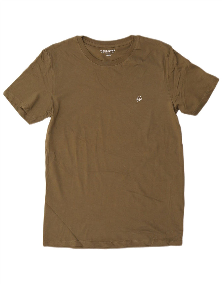 JACK & JONES Herre T-Shirt Top XS Khaki Bomuld